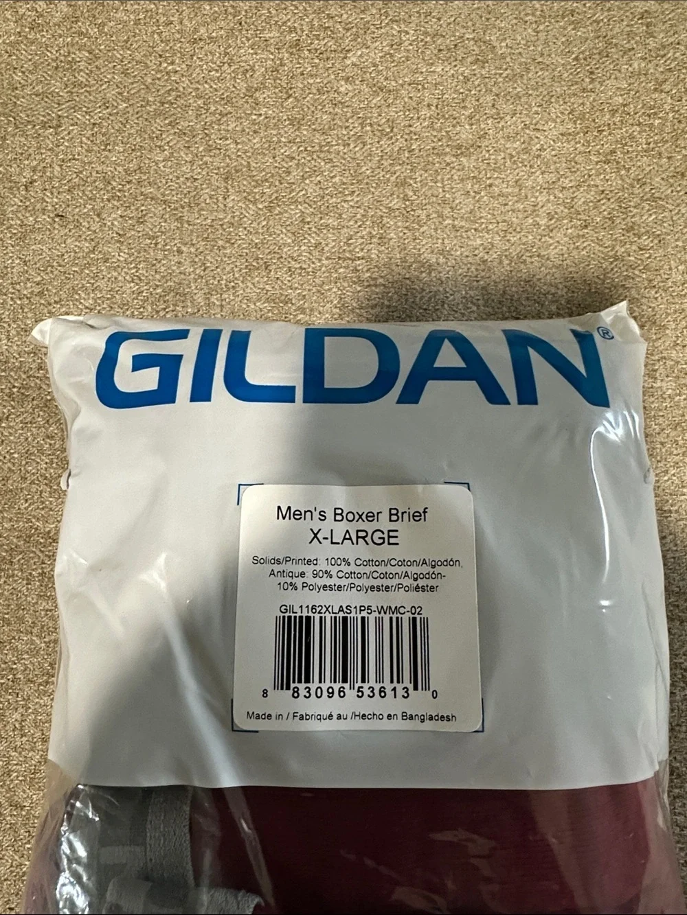 Gildan Men's Boxer Briefs Trio - Blue, Black, Burgundy
